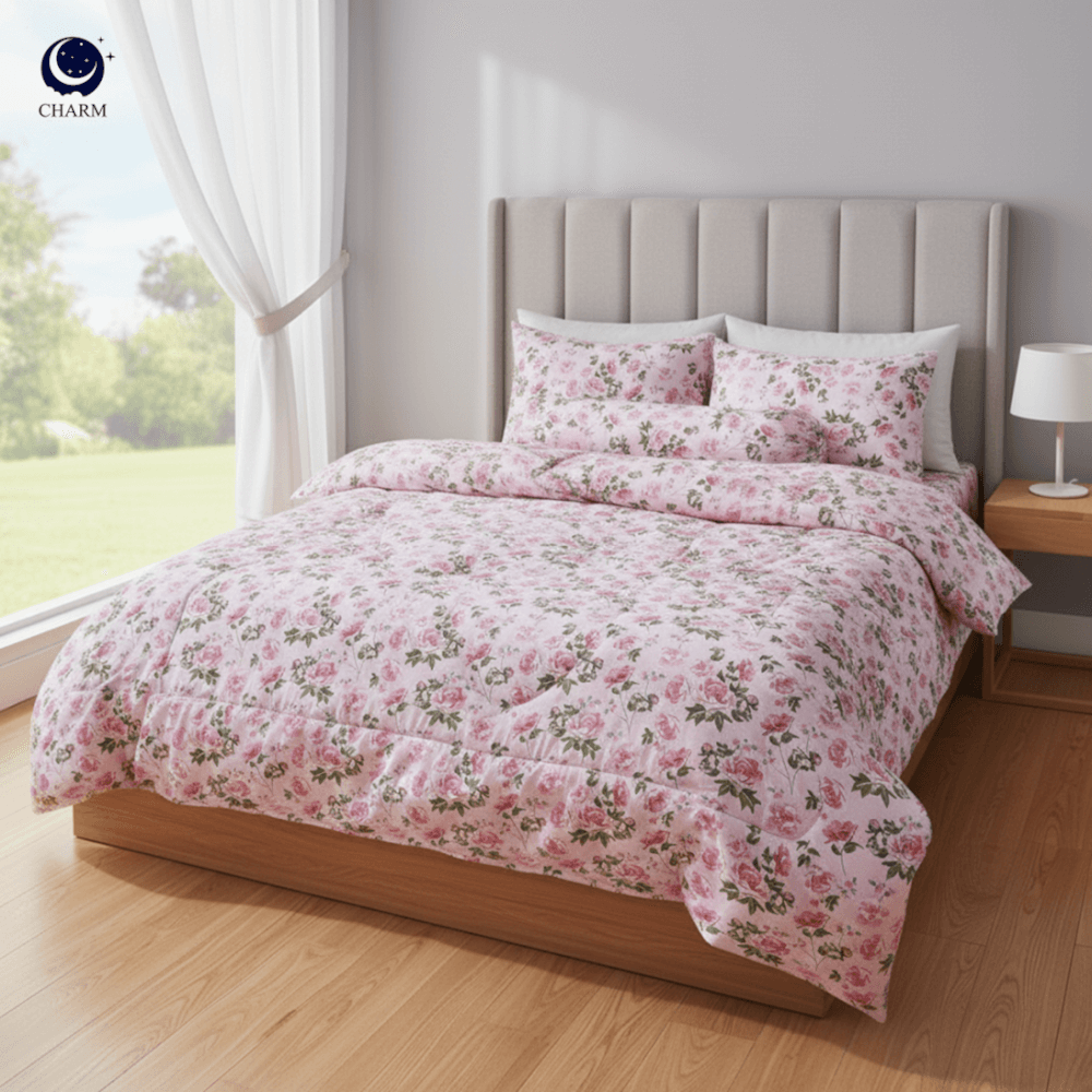 ชุดผ้าปูที่นอน 6 ฟุต 6 ชิ้น CHARM รุ่น CLASSIC ลาย ROSE GARDEN_2